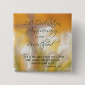 Badge Carré 5 Cm 25e anniversaire d'Ordination Prêtrise Lys (Devant)