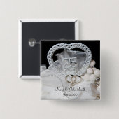 Badge Carré 5 Cm 25e anniversaire Mariage (Devant & derrière)
