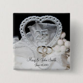Badge Carré 5 Cm 25e anniversaire Mariage (Devant)