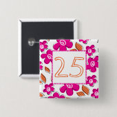 Badge Carré 5 Cm 25ème Anniversaire (Devant & derrière)