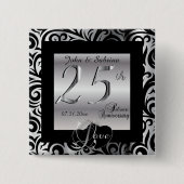 Badge Carré 5 Cm 25ème Anniversaire de noces d'argent (Devant)
