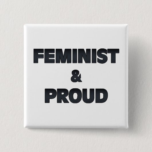 Badge Carré 5 Cm 2 féministes et fiers (Devant)