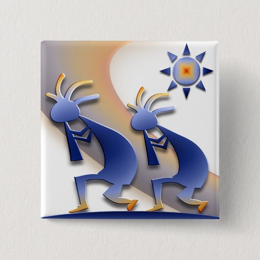 Badge Carré 5 Cm 2 Kokopelli #128 (Devant)