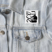 Badge Carré 5 Cm 2CV Deux Chevaux Black Chic Script Police Typograf (En situation)