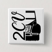 Badge Carré 5 Cm 2CV Deux Chevaux Black Chic Script Police Typograf (Devant)