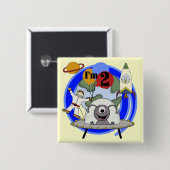 Badge Carré 5 Cm 2èmes T-shirts et cadeaux d'anniversaire d'espace (Devant & derrière)