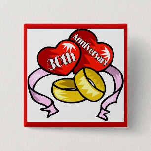 Badge Carré 5 Cm 30ème Boutons d'anniversaire de mariage
