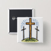 Badge Carré 5 Cm 3 croix (Devant & derrière)