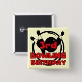 Badge Carré 5 Cm 3e Bowling Anniversaire Tshirts et cadeaux (Devant & derrière)