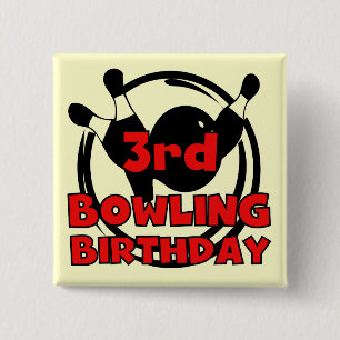 Badge Carré 5 Cm 3e Bowling Anniversaire Tshirts et cadeaux