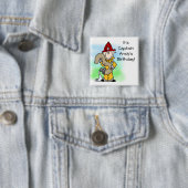 Badge Carré 5 Cm 3ème bouton customisé d'anniversaire de (En situation)