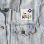 Badge Carré 5 Cm 3èmes T-shirts et cadeaux d'anniversaire de robot (En situation)