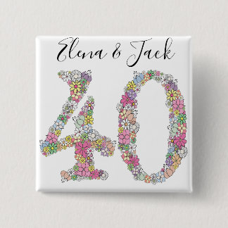 Badge Carré 5 Cm 40e anniversaire Anniversaire Numéro 40 Brooch
