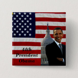 Badge Carré 5 Cm 44ème Président Barack Obama_Button_by Elenne