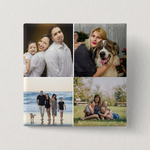 Badge Carré 5 Cm 4 Collage de photos de famille personnalisé