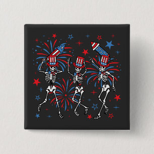 Badge Carré 5 Cm 4 juillet Dancing Skeletons Carré