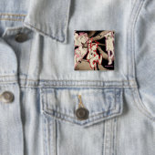 Badge Carré 5 Cm 4 petits monstres - groupe (En situation)