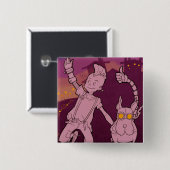 Badge Carré 5 Cm 4 petits monstres - musique de nuit (Devant & derrière)