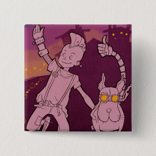 Badge Carré 5 Cm 4 petits monstres - musique de nuit (Devant)