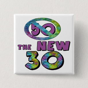 Badge Carré 5 Cm 50 les nouveaux 30 cinquantième cadeaux