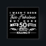 Badge Carré 5 Cm 50e anniversaire<br><div class="desc">Cadeau 50e anniversaire</div>