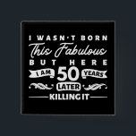 Badge Carré 5 Cm 50e anniversaire<br><div class="desc">Cadeau 50e anniversaire</div>