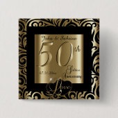 Badge Carré 5 Cm 50e anniversaire de Mariage d'or (Devant)