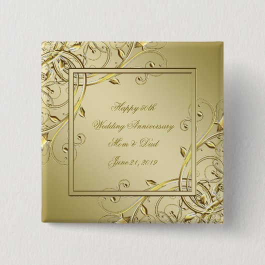 Badge Carré 5 Cm 50e anniversaire du Mariage de l'or (Devant)