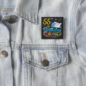 Badge Carré 5 Cm 55e anniversaire Croisière B-Day Carré de fête (En situation)