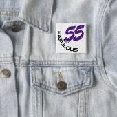Badge Carré 5 Cm 55e anniversaire fête Parties scintillant violette (En situation)