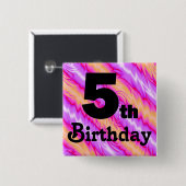 Badge Carré 5 Cm 5ème Anniversaire (Devant & derrière)