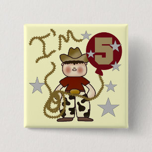 Badge Carré 5 Cm 5èmes T-shirts et cadeaux d'anniversaire de cowbo