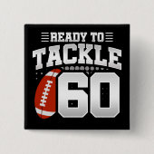 Badge Carré 5 Cm 60 ans Tackle Football Party 60e anniversaire (Devant)