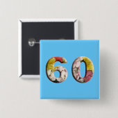Badge Carré 5 Cm 60e Anniversaire 60 ans Épingle de jalon (Devant & derrière)
