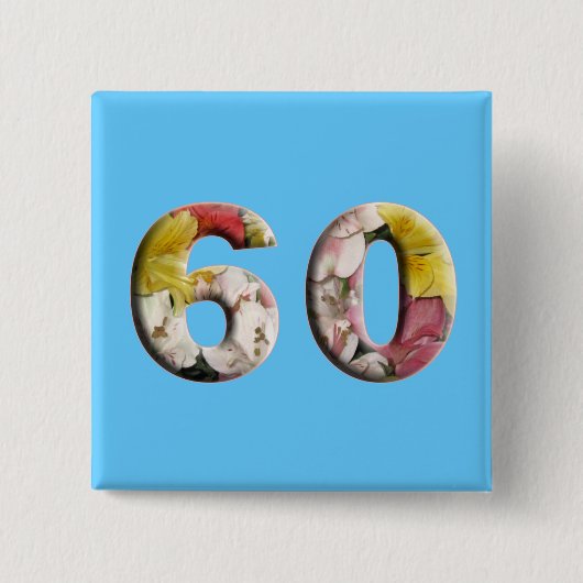 Badge Carré 5 Cm 60e Anniversaire 60 ans Épingle de jalon (Devant)
