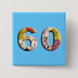Badge Carré 5 Cm 60e Anniversaire 60 ans Épingle de jalon