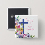 Badge Carré 5 Cm 60e Anniversaire, Nun, Religious Life Cross (Devant & derrière)