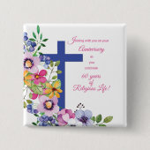 Badge Carré 5 Cm 60e Anniversaire, Nun, Religious Life Cross (Devant)