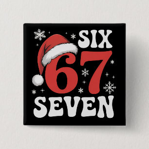 Badge Carré 5 Cm 67 Chapeau de Père Noël Noël Six Sept Blagues