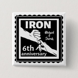 Badge Carré 5 Cm 6e anniversaire mariage traditionnel cadeau fer