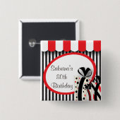 Badge Carré 5 Cm 80e anniversaire| Texte DO-IT-YOURSELF| Rouge (Devant & derrière)