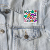 Badge Carré 5 Cm 80s esthétique Vintage rétro (En situation)