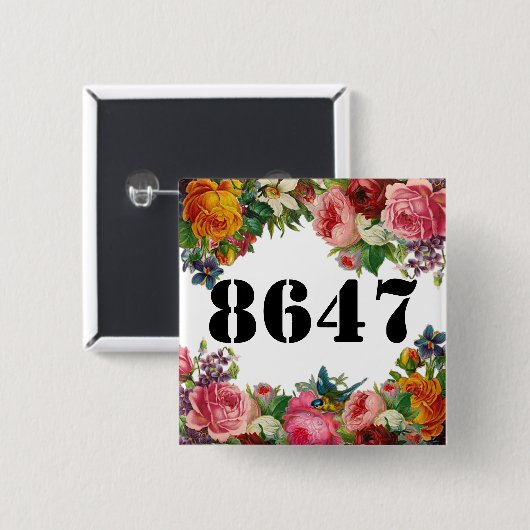 Badge Carré 5 Cm 8747 floraux (Devant & derrière)