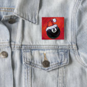 Badge Carré 5 Cm 8 Balle Noël Casquette rouge (En situation)
