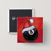 Badge Carré 5 Cm 8 Balle Noël Casquette rouge (Devant & derrière)