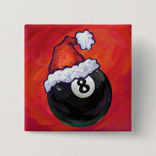 Badge Carré 5 Cm 8 Balle Noël Casquette rouge