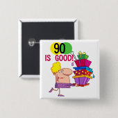 Badge Carré 5 Cm 90 est de bons T-shirts et cadeaux d'anniversaire (Devant & derrière)