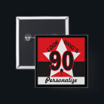 Badge Carré 5 Cm 90th Birthday - Look Who's 90<br><div class="desc">90th Birthday Button. ⭐This Product is 100% Customizable. *****Click on CUSTOMIZE BUTTON to add, delete, move, resize, changed around, rotate, etc... any of the graphics or text. 99% of my designs in my store are done in layers. This makes it easy for you to resize and move the graphics and...</div>
