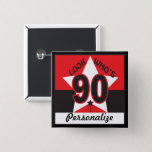 Badge Carré 5 Cm 90th Birthday - Look Who's 90<br><div class="desc">90th Birthday Button. ⭐This Product is 100% Customizable. *****Click on CUSTOMIZE BUTTON to add, delete, move, resize, changed around, rotate, etc... any of the graphics or text. 99% of my designs in my store are done in layers. This makes it easy for you to resize and move the graphics and...</div>