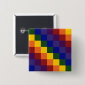 Badge Carré 5 Cm à damiers arc-en-ciel (Devant & derrière)